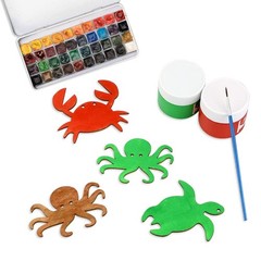 Newbested 48 Pack Unfinished Wooden Ocean Sea Animal 4.72″ x 1.97″/12cm x 5cm