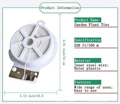 Twist Tie, 328 Feet (100M), White Cable Ties with Cutter, Garden Plant Ties Reus