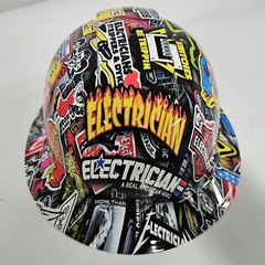 full brim hard hat custom hydro dipped IN ELECTRICIAN EXTREME STICKER BOMB NEW