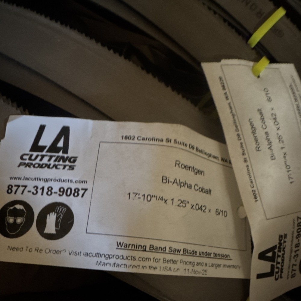LA Cutting Products Bi-Alpha Cobalt Welded Band Saw Blade 17’10” x 1.25″ 6/10