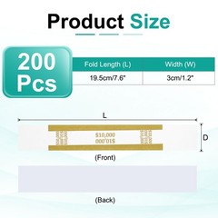 200 x Money Band 10000 Dollar Money Bill Wrapper Self-Adhesive Bill Dark Yellow