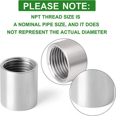 10PCS 304 Stainless Steel Cast Pipe Fitting, Coupling, 1/2″ X 1/2″ NPT Female Th