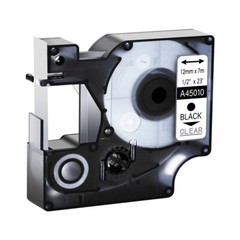 3 PK 45010 Black Clear Label Tape for DYMO D1 LabelPoint 200 250 Print 1/2″ 12MM