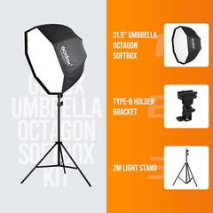 Photo Studio 80Cm 31.5In Portable Octagon Umbrella Softbox,190Cm Light Stand wit