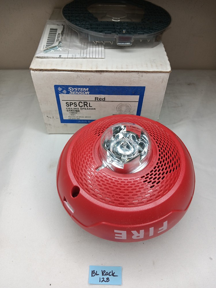 System Sensor spsCRL Indoor Red Fire Alarm System Ceiling Mounted Speaker Strobe
