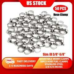 3/8″-5/8″ Stainless Steel Adjustable Drive Hose Fuel Clamp Line Worm Clip 50x US