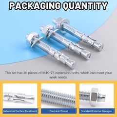 Glarks 20Pcs 3/8″ x 3″ Wedge Anchors Zinc Plated Heavy Duty Fastener for Conc…