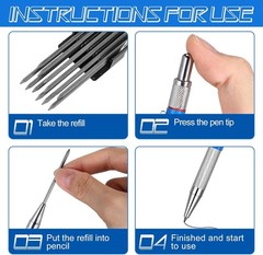 4 Pieces Welder Pencil with 60 round Refills Metal Marker Pen for Construction