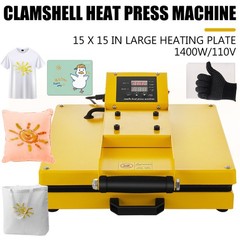 15 x 15 Digital Clamshell Heat Press Transfer T-Shirt Sublimation Press Machine