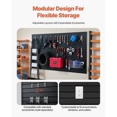 Uimoso 8 x 4 ft Slat Wall Paneling PVC Black Garage Slatwall with Modular Design