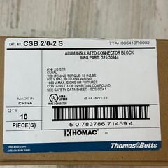 Qty 10 – HOMAC T&B CSB 2/0-2 S Alum Insulated connector block-2 Port 1 Way Tap