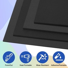 2Pack Black ABS Plastic Sheet 10″ X 14″ X 1/8″ Thick Black Rigid Thermoplastic S