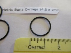 14.5mm ID x 16.5mm OD x 1mm thick O-ring. Buna-70. Quan 5.