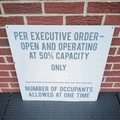 24X24 Per Executive Order Business Open Operating At 50% Capacity Aluminum Sign