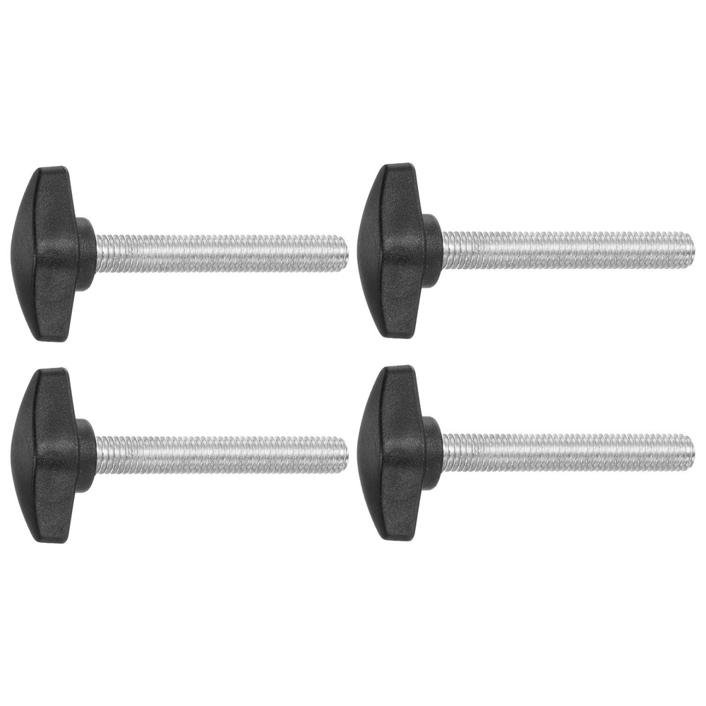 4pcs M8x50mm Male Thread Tee Wing Knob Thumb Screw Clamping Knob Grip Black