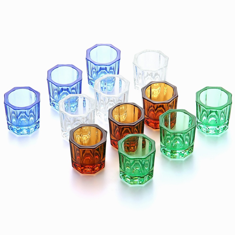 12PCS Dental Dappen Dish Crystal Acrylic Liquid / Powder Cup Nail Art Bowl
