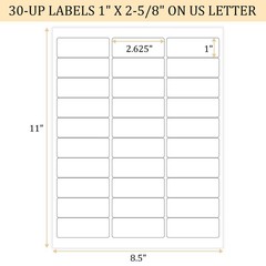 Etiquetas de dirección impresoras inyección de tinta, 2,5 cm x 6,7 cm paquete