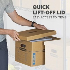 20 Pack Clear Moving Boxes Small with Lift Off Lid and Reinforced Handles