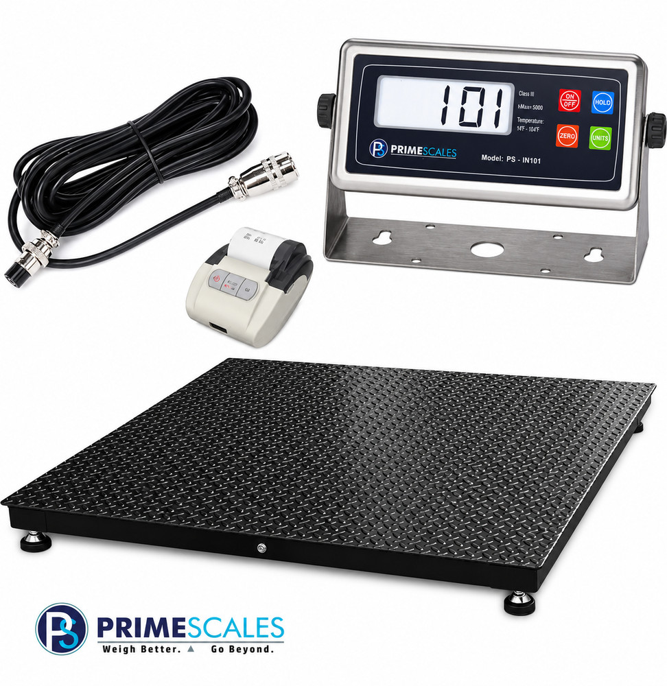 4’x4′ Floor Pallet Scale 2,300 lb Industrial Indicator Printer 1 Year Warranty
