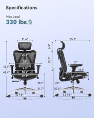 M57 Ergonomic Mesh Office Chair, 330-pound weight capacity — Black