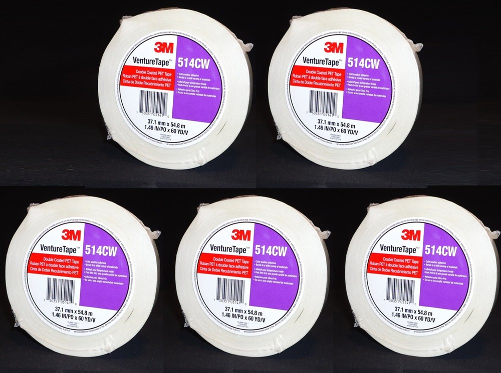 5 Rolls 3M Double Coated PET Venture Tape # 514CW Light Beige (1.46″ x 60 yd)