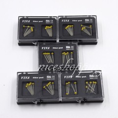 10 Pcs 1 Pack Dental Resin Screw Thread Quartz Fiber Post & 1 Drill Yellow 1.4