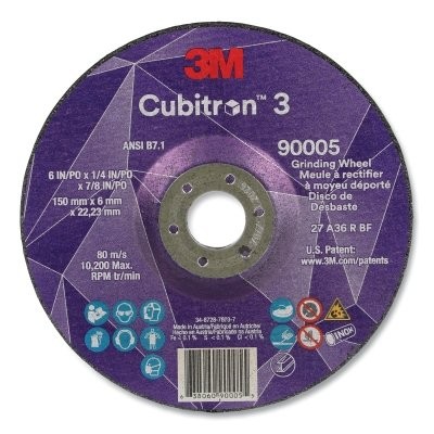 Cubitron™ 3 Depressed Center Grinding Wheel, 6 in dia x 1/4 in Thick x 7/8 in