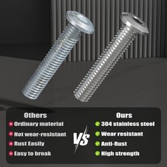 VGBUY M6-1.0 x 60 mm 28Pcs Flat Head Hex Socket Cap Screws Bolts,304 Stainles…
