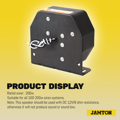 JAMTOM Compact High-Performance PA Siren Horn, 200W/8 Ohms Ultra Slim Sirens Spe