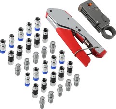 Coaxial Compression Tool Kit Coax Cable Crimper Wire Stripper with F RG6…