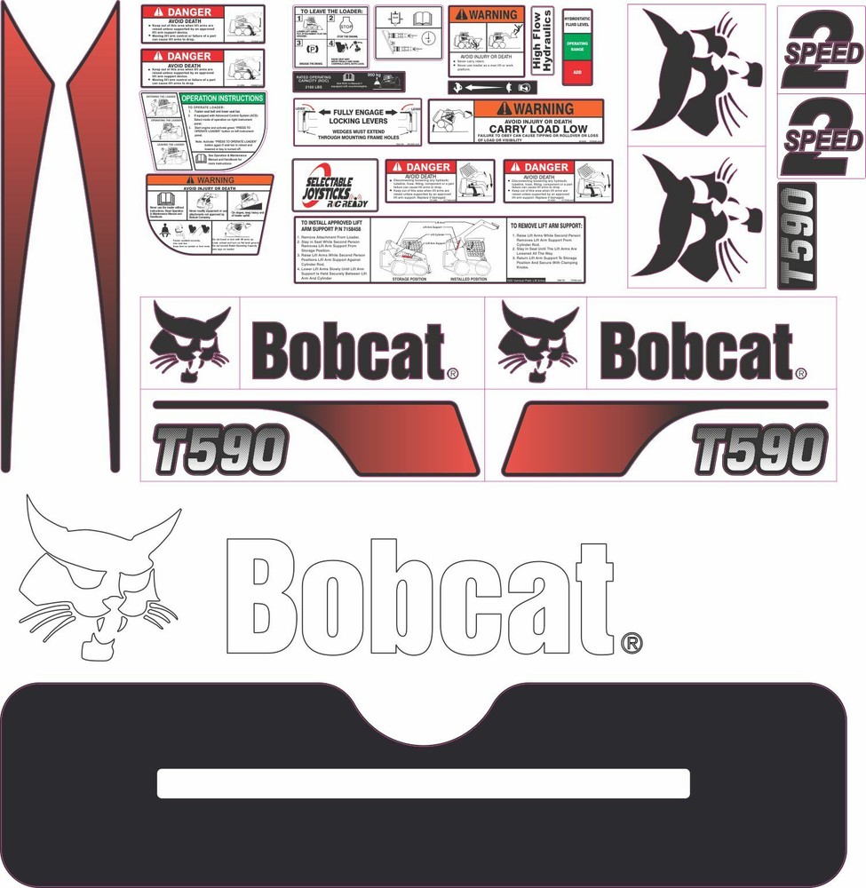 Bobcat T590 V2 Aftermarket Decal Kit with control