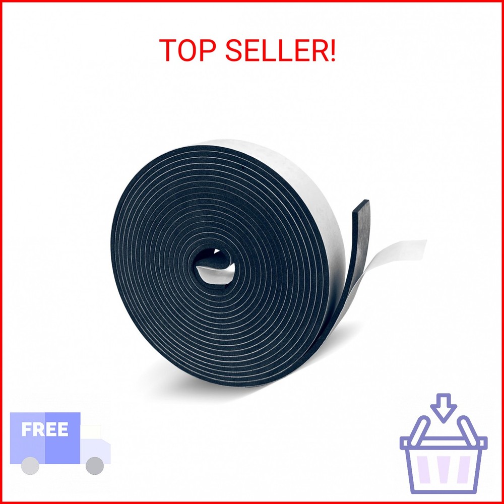 1 inch Wide x 1/4 inch Thick Black Foam Weather Stripping,Closed Cell Foam Insul