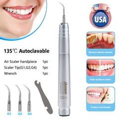 Dental Ultrasonic Air Perio Scaler Handpiece Hygienist 2-HOLES With 3 Tips st