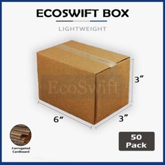 50-Box 6x3x3 EcoSwift Cardboard Packing Moving Shipping Box Corrugated Carton