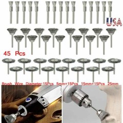 US 45X Wire Wheel Brushes Set Stainless Steel Die Drinder For Dremel Rotary Tool