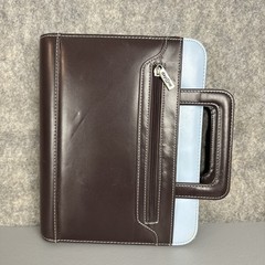 Franklin Covey Day 1 One Brown CLASSIC Planner Zips Handles 7 Rings Faux Leather