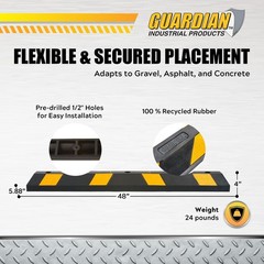Guardian Parking Stop 4’Long Rubber Curb w/Mounting Holes Black/Yellow(Open Box)