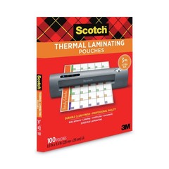 Scotch TP3854100 9″ x 11.5″ 3 mil Laminating Pouches – Gloss Clear (100/PK) New