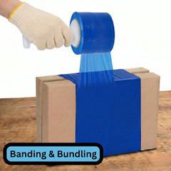 Cast Narrow Banding Stretch Wrap 3″x1000′ 80 Gauge Blue Shrink Film 36 Rolls