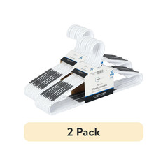 (2 pack) Mainstays Non-Slip Plastic Shirt Hanger, 10 Pack, White.