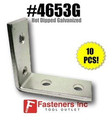 QTY 10) 4653G HOT DIP Galvanized 4Hole Corner Angle Unistrut Channel 90Deg P1325