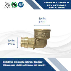 25 Pack XFITTING 3/4″ Pex A x 3/4″ Female NPT Elbow, F1960, Lead Free Brass