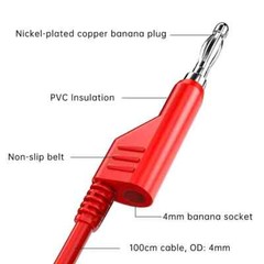 5PCS 1000V 15A 4mm Copper Banana Plug to Plug 1M Multimeter Test Leads PVC Cable