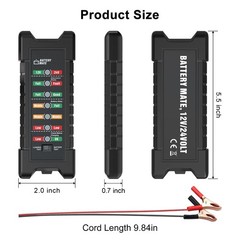 12V 24V Automotive Battery and Alternator Tester with LED Indicator