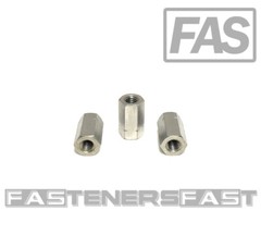 (10) M6-1.00 Stainless Steel DIN6334 Metric Hex Coupling Nuts (18mm Long) A2-70