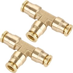2Pcs 1/4″ Brass Push-to-Connect Tee DOT Approved Air Line Fitting Adapter