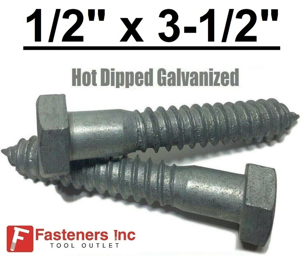 (Choose Qty) 1/2″ x 3-1/2″ Hot Dipped Galvanized Hex Head Lag Bolt Screw HDG