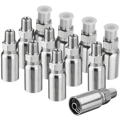 12 PCS 3/8″ I.D. Hose x 1/4″ NPTF Male Hydraulic Hose End Crimp Fittings