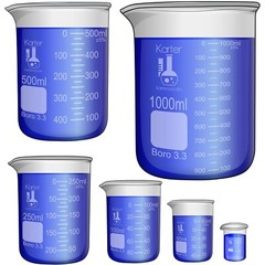 6 Pack Glass LabBeaker Set Measuring 3.3 Boro Griffin 10 50 100 250 500 1000ml