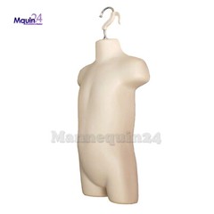 FEMALE CHILD TODDLER TORSO MANNEQUIN SET in FLESH + 3 STANDS + 3 HANGERS